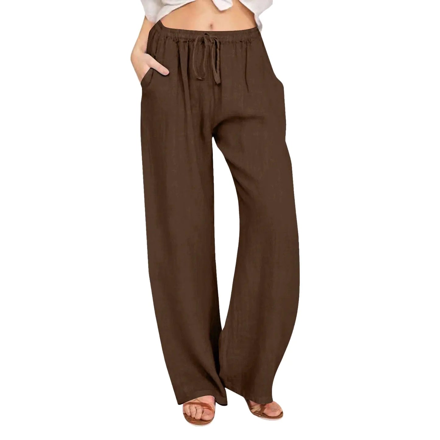 KASAAS Boho Wide-Leg Cotton Linen Pants - Women's Summer 2024