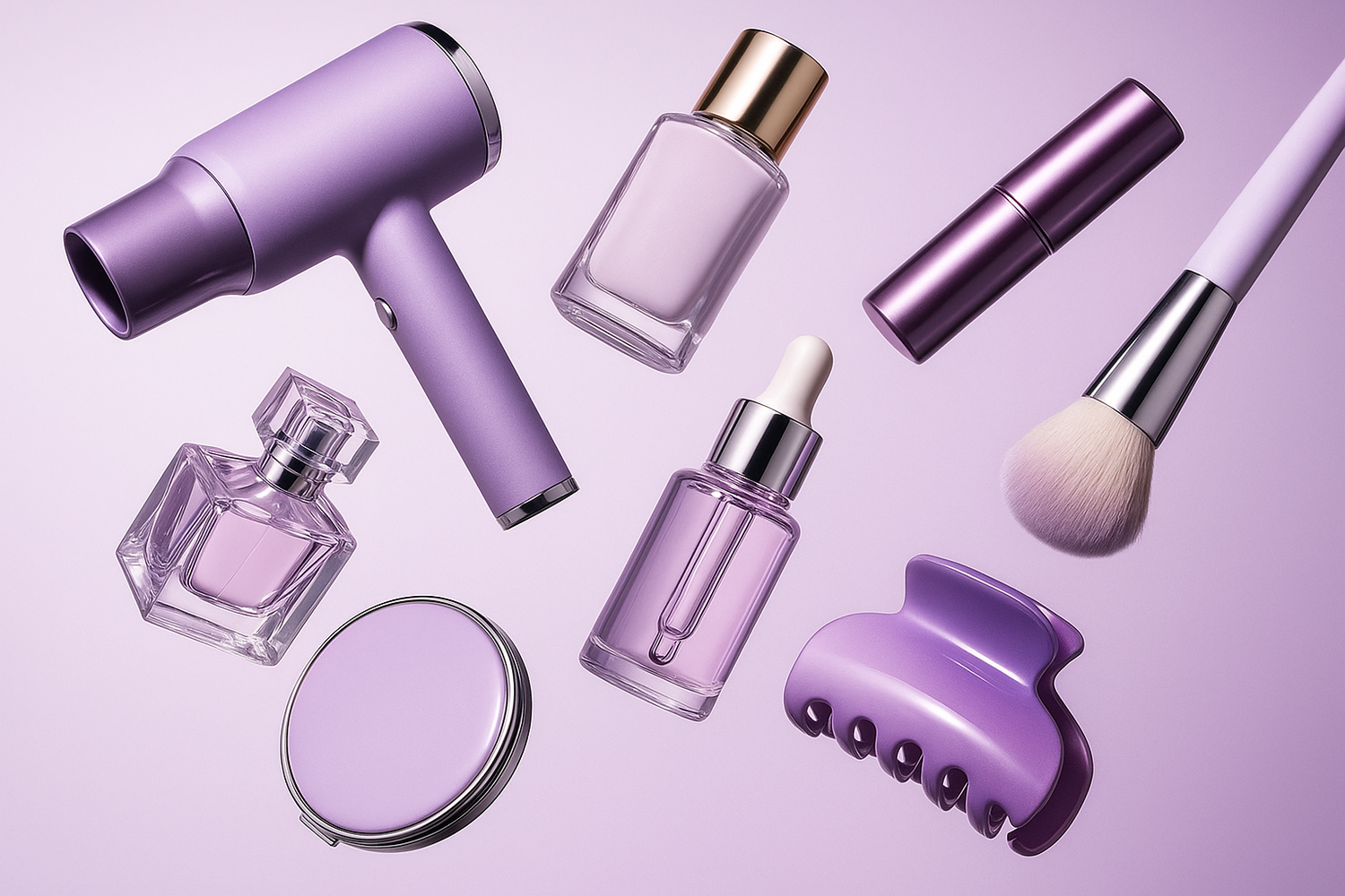 Various health and beauty products on a generic background