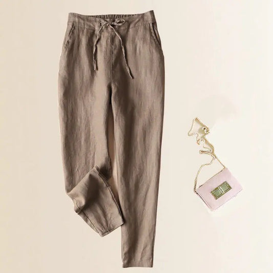 Spring Summer Women's Linen Pants - Loose Fit Cropped Trousers