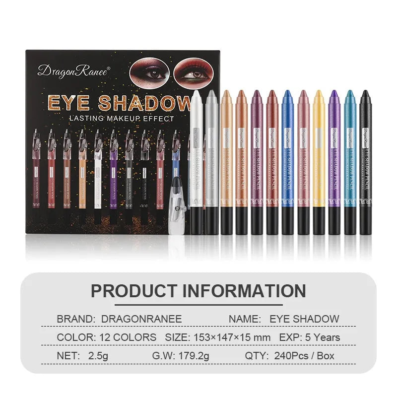 12-Piece Pearlescent Eye Shadow Stick Set