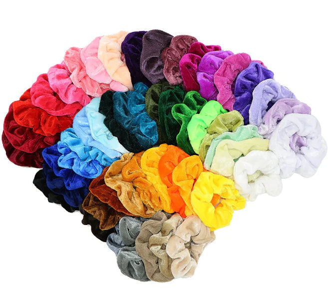 50 Colors Velvet Hair Ties - Fabric Scrunchies Set