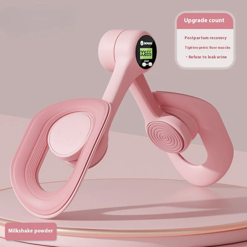 Pink Pelvic Floor Muscle device device with digital display on a light pink background