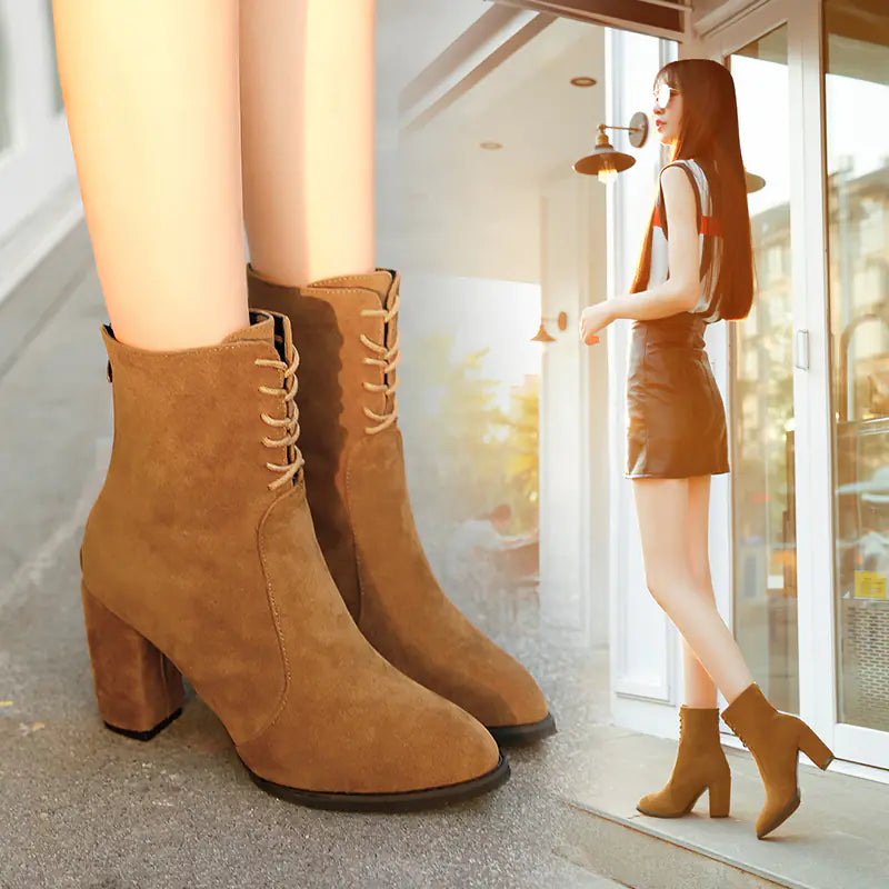 Martin Boots, Mid-Calf Boots, Chunky Heeled Short Boots