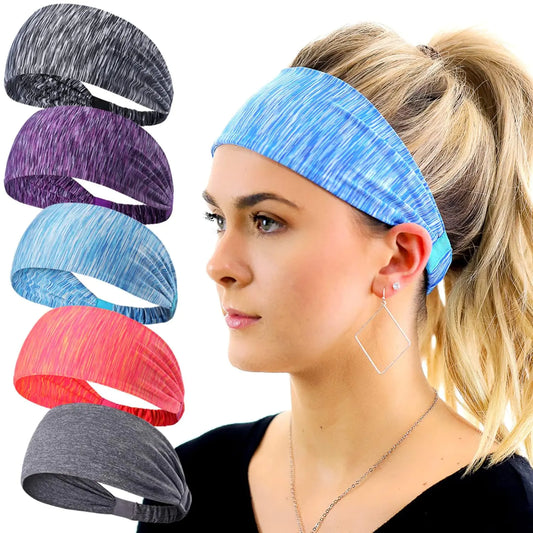Calbeing Gray Non-Slip Workout Headbands for Women 5-Pack
