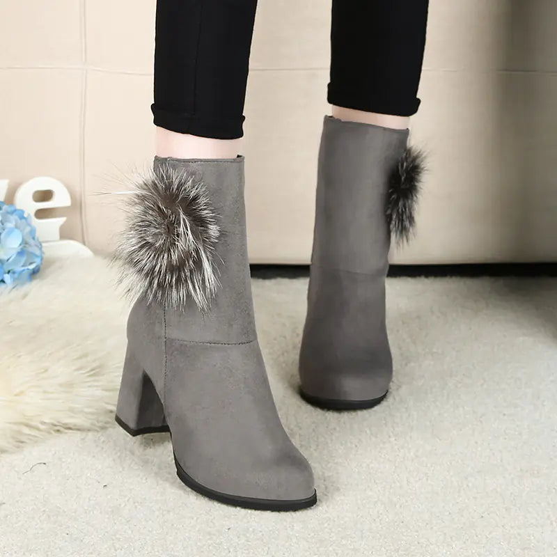 Women's New Short Boots, Solid Color High Heel Martin Boots