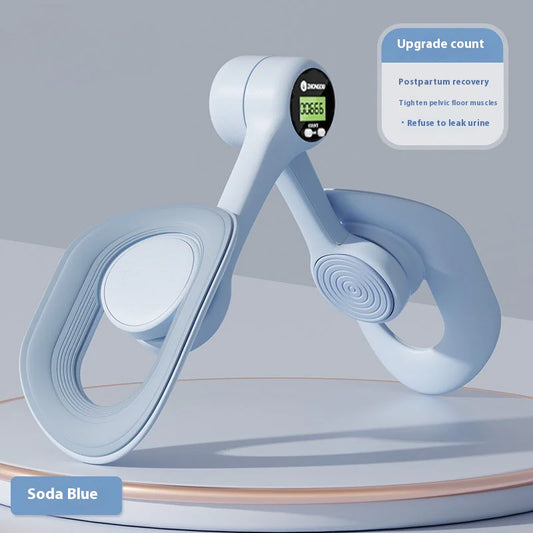 Soda Blue Pelvic Floor Muscle device with digital display on a gray background