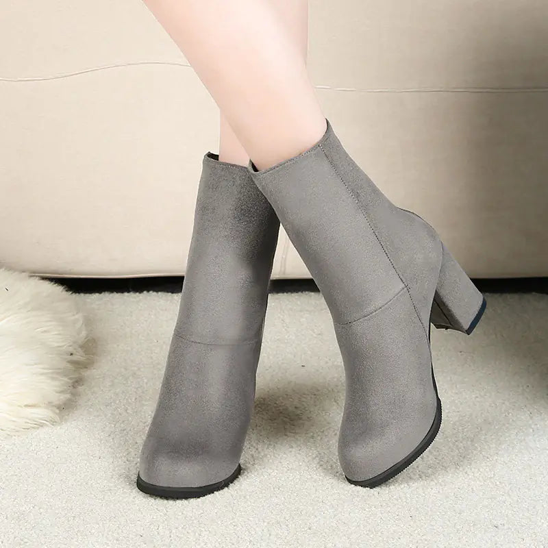 Women's New Short Boots, Solid Color High Heel Martin Boots