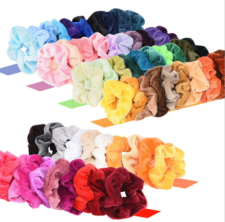 50 Colors Velvet Hair Ties - Fabric Scrunchies Set