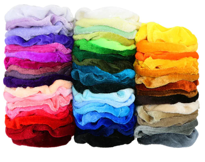 50 Colors Velvet Hair Ties - Fabric Scrunchies Set
