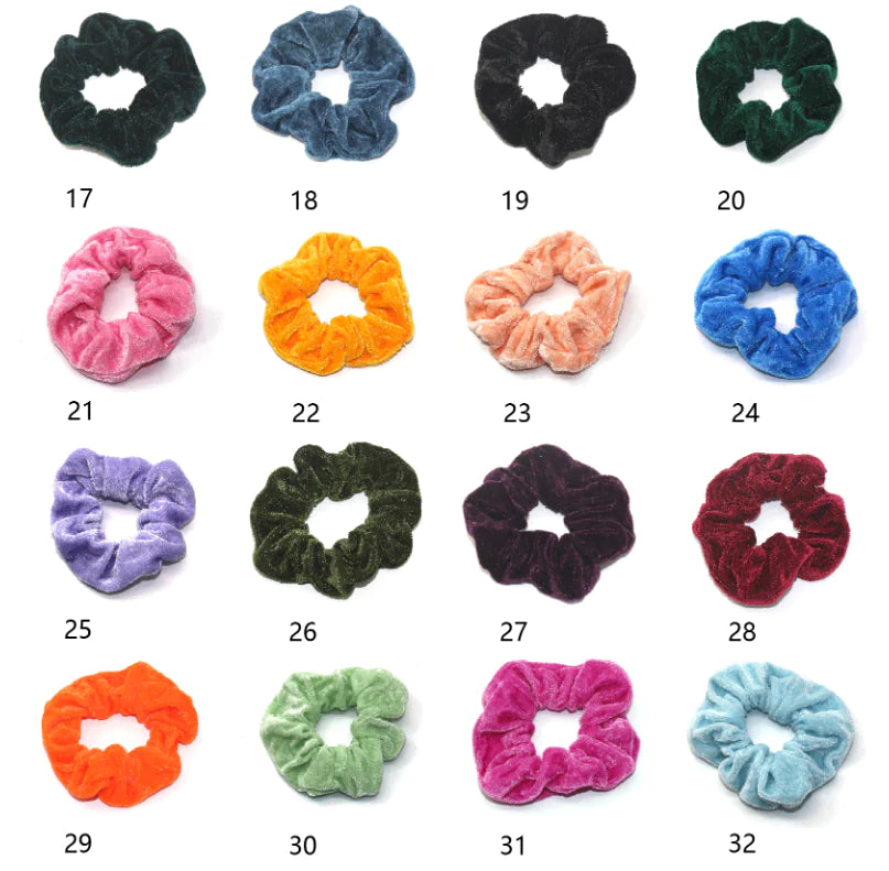50 Colors Velvet Hair Ties - Fabric Scrunchies Set