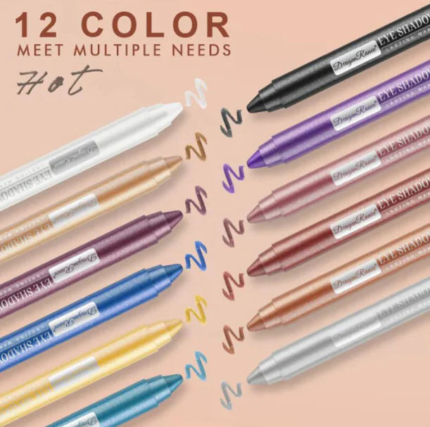 12-Piece Pearlescent Eye Shadow Stick Set