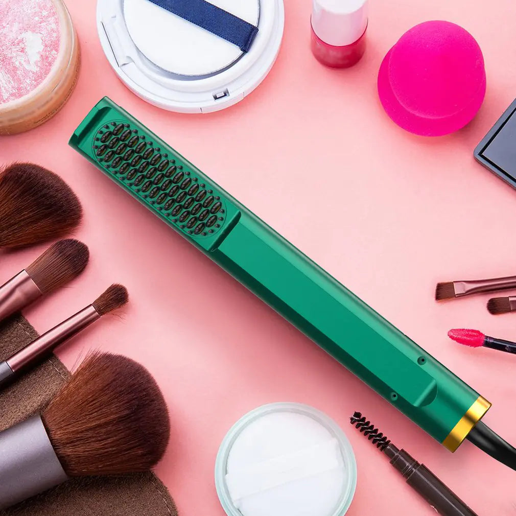 2-in-1 Hair Straightener Brush with Adjustable Temperature