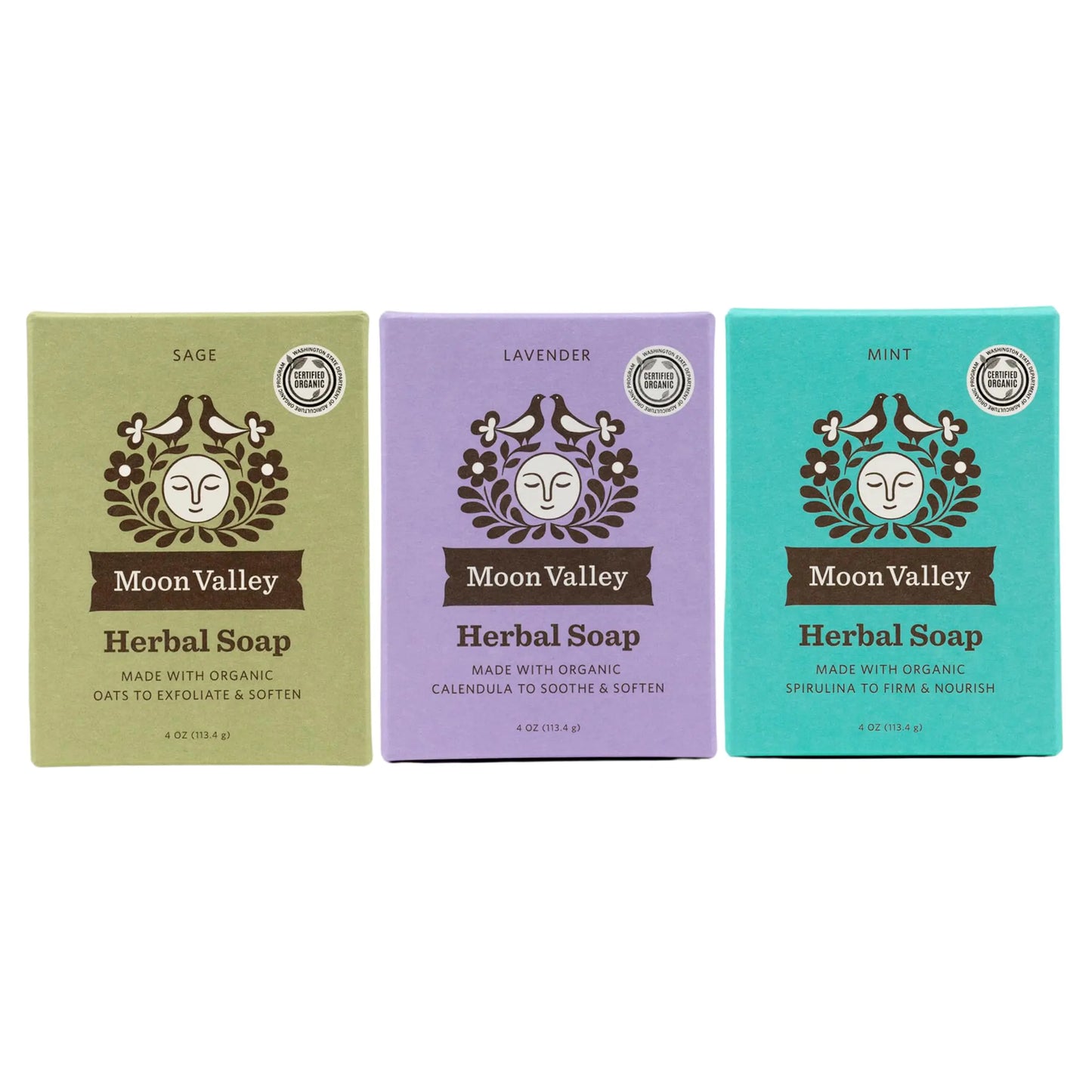Moon Valley Organics Natural Body Wash and Face Wash Soap Bar Natural Bar Soap Pack of 3 Mint-Lavender-Sage