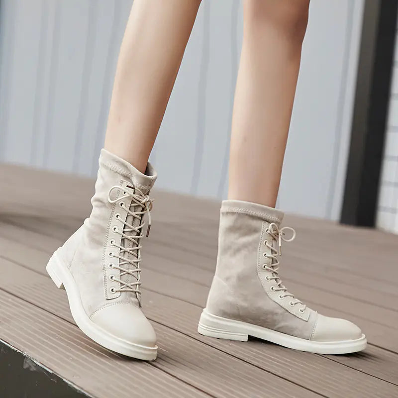 Elastic Motorcycle Boots, British Style Ankle Boots