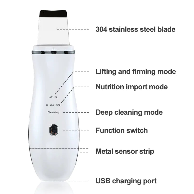 Ultrasound Skin Scrubber Facial Cleansing Device