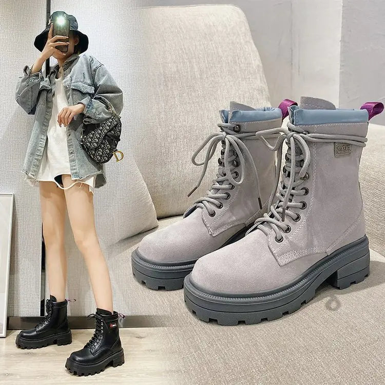 Women's Chelsea Boots - Trendy Thick-Soled Martin Boots