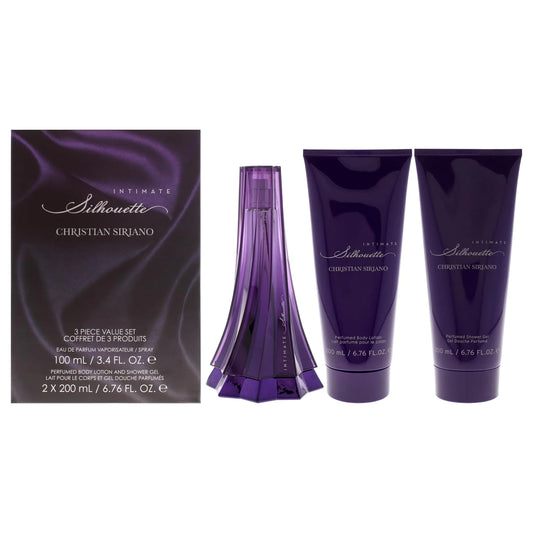 Christian Siriano Silhouette Intimate for Women - 3 Pc Gift Set 3.4oz EDP Spray 6.76oz Body Lotion 6.76oz Shower Gel