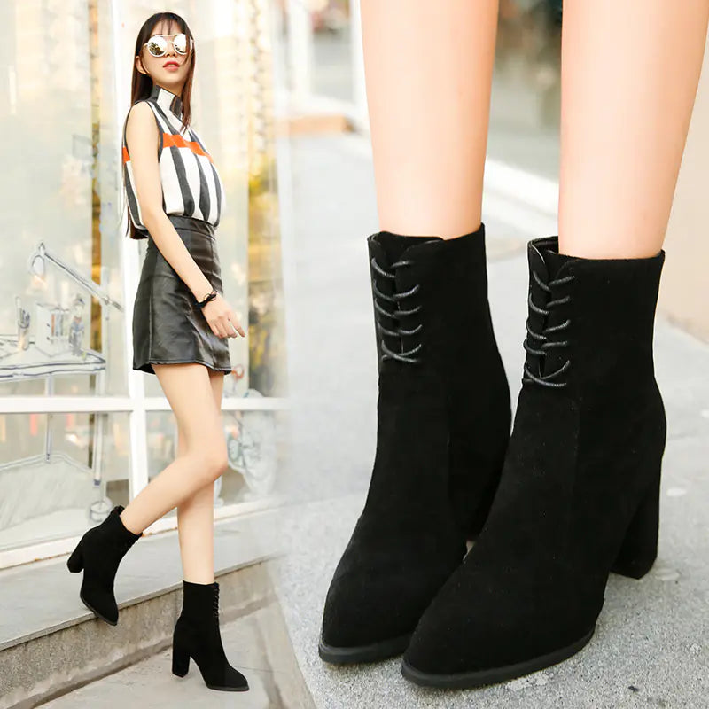 Martin Boots, Mid-Calf Boots, Chunky Heeled Short Boots