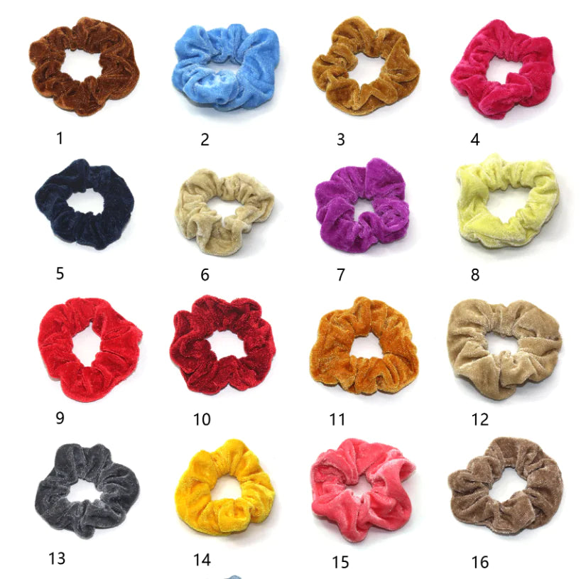 50 Colors Velvet Hair Ties - Fabric Scrunchies Set